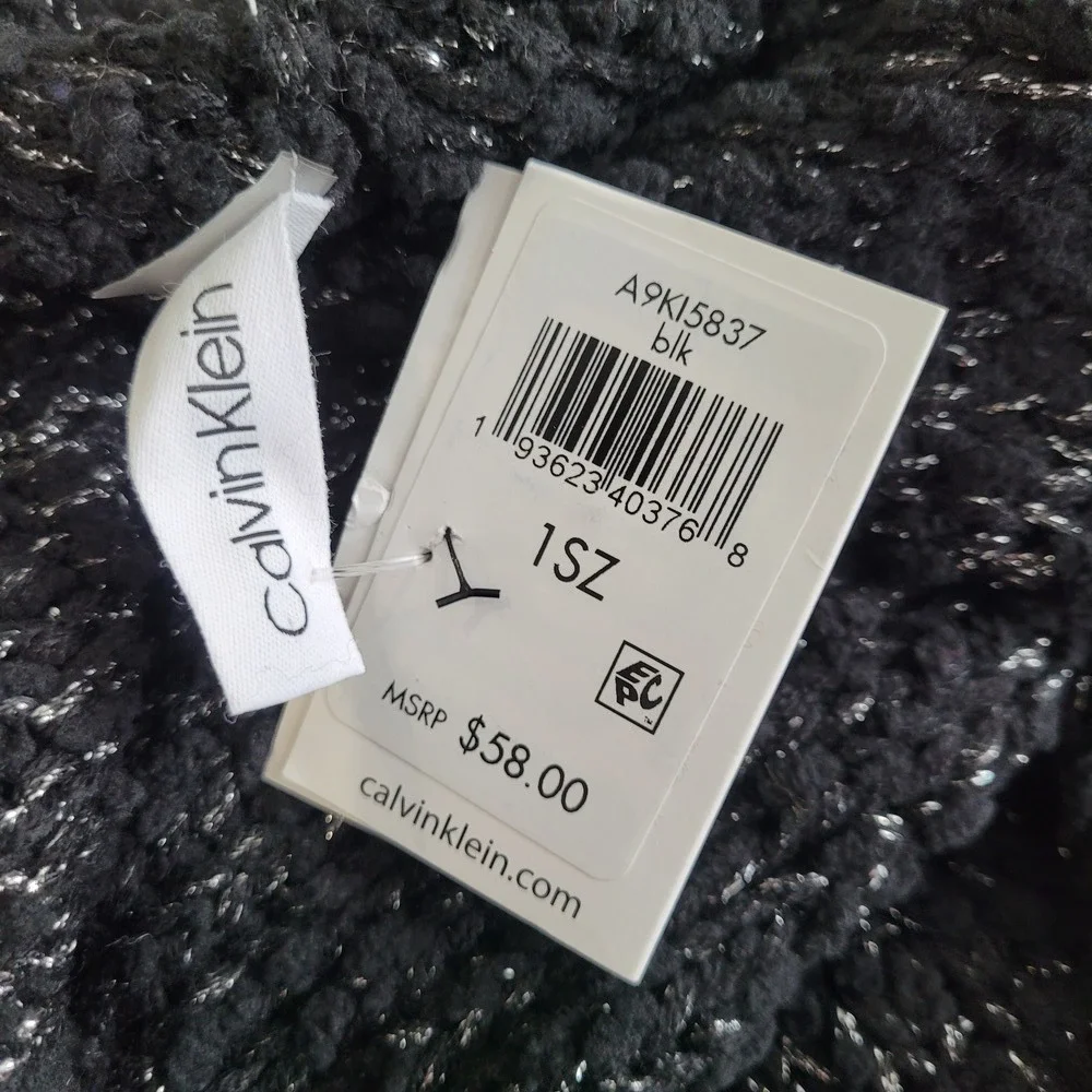 NWT Calvin Klein Black Metallic Infinity Scarf